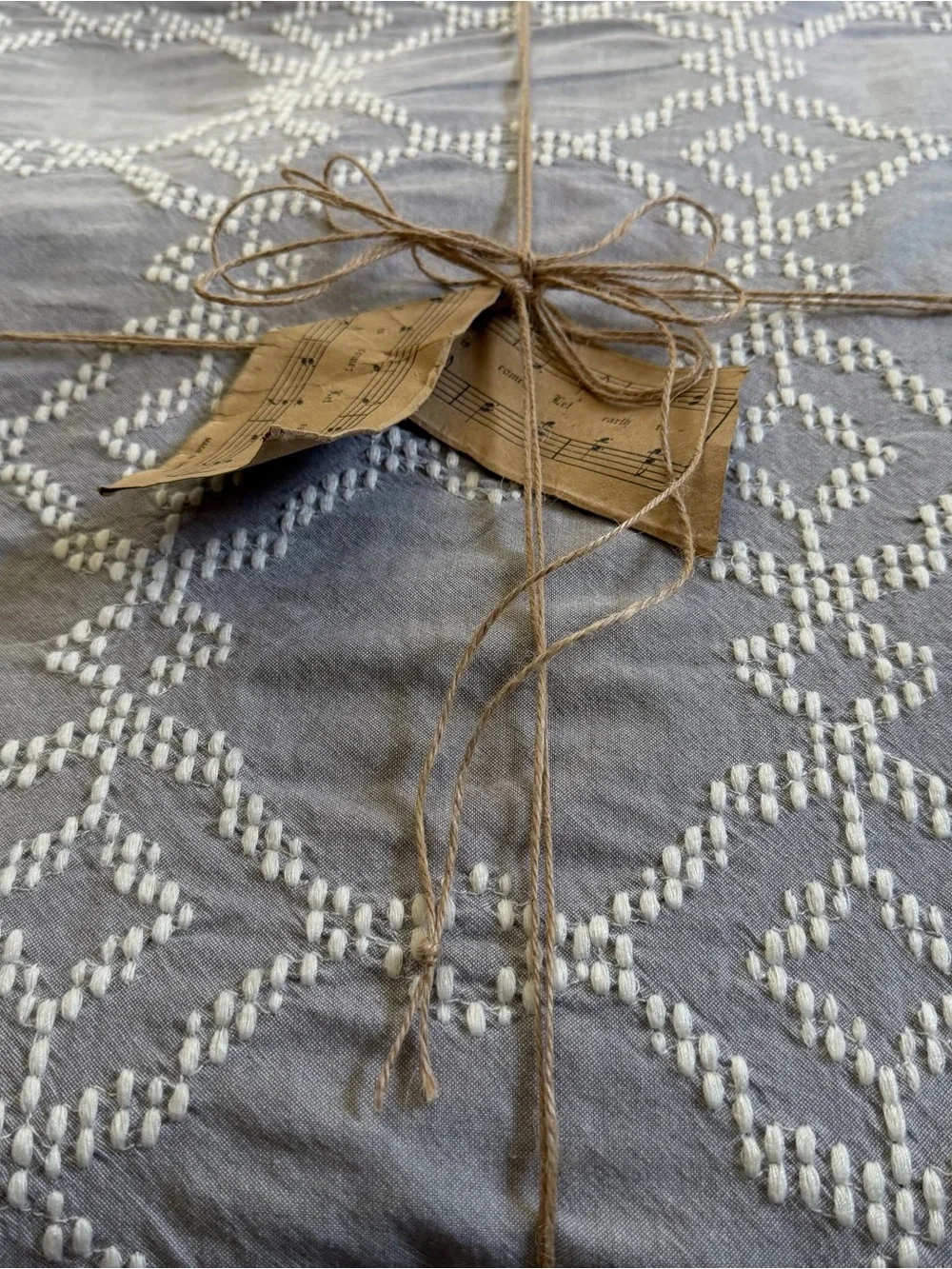 Lucky Brand Home Gray Embroidered Cotton Duvet Cover Full/Queen 86x90